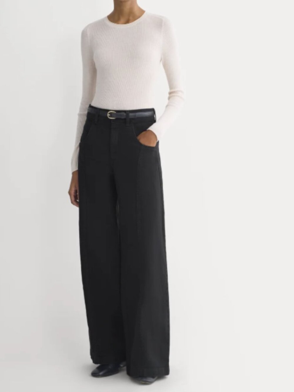 NWT Everlane Utility Seamed Wide-Leg Pant - Black Size 2R